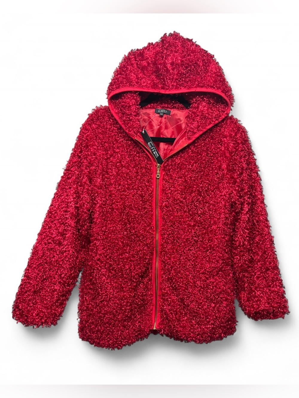 VINTAGE Y2K EFFECI TEDDY ZIP UP (RED)